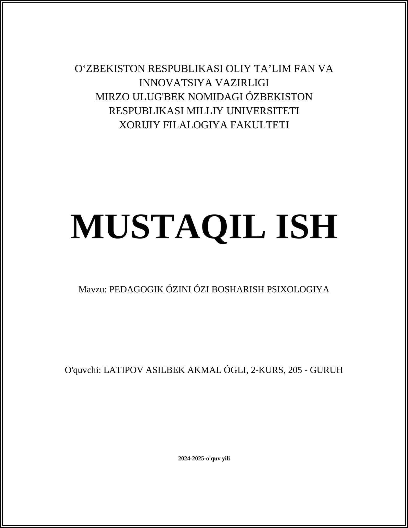 O‘zini o‘zi anglash va psixologik tadqiqotlar 1