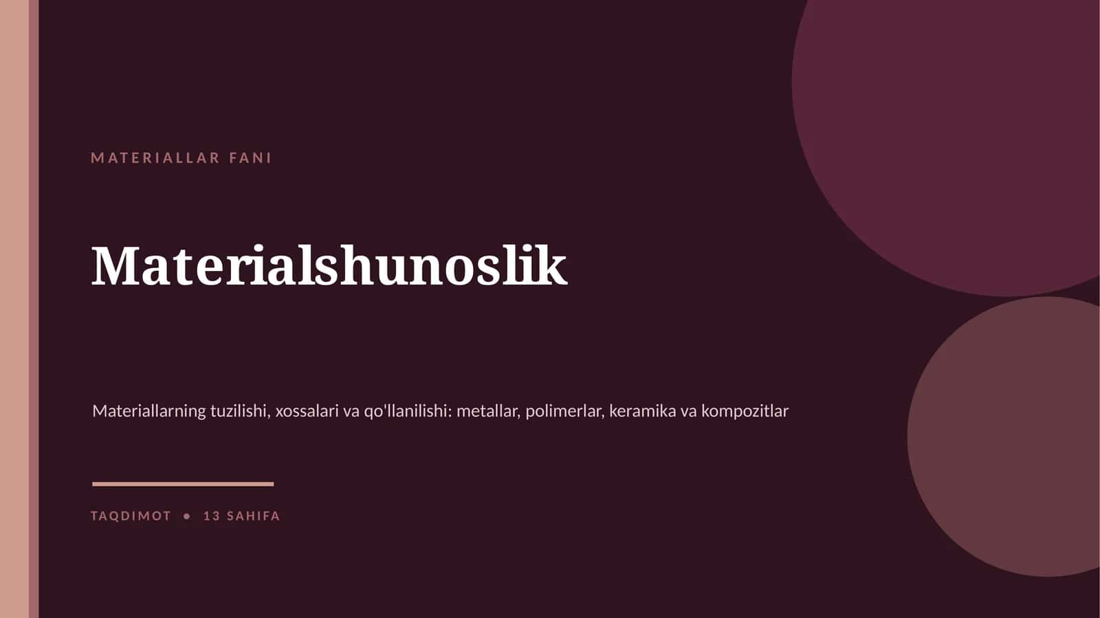 MATERIALLAR FANI 1