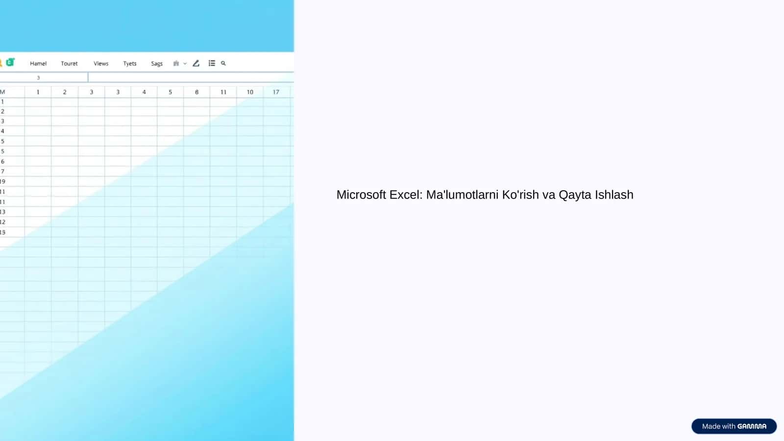 Microsoft Excel: Ma'lumotlarni Ko'rish va Qayta Ishlash 1
