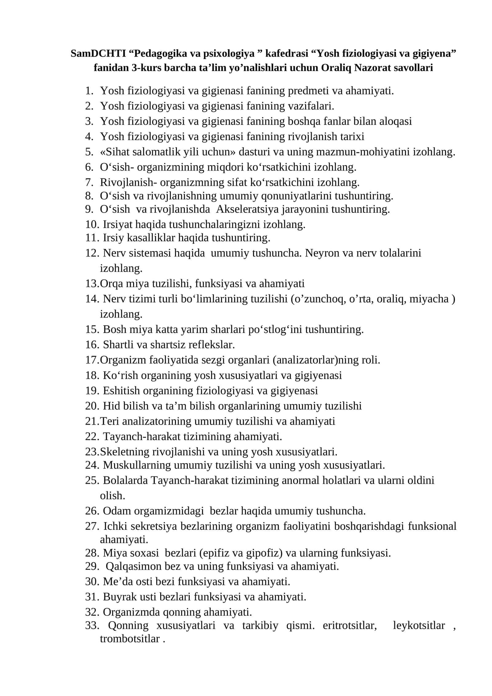 Oraliq Nazorat savollari 1