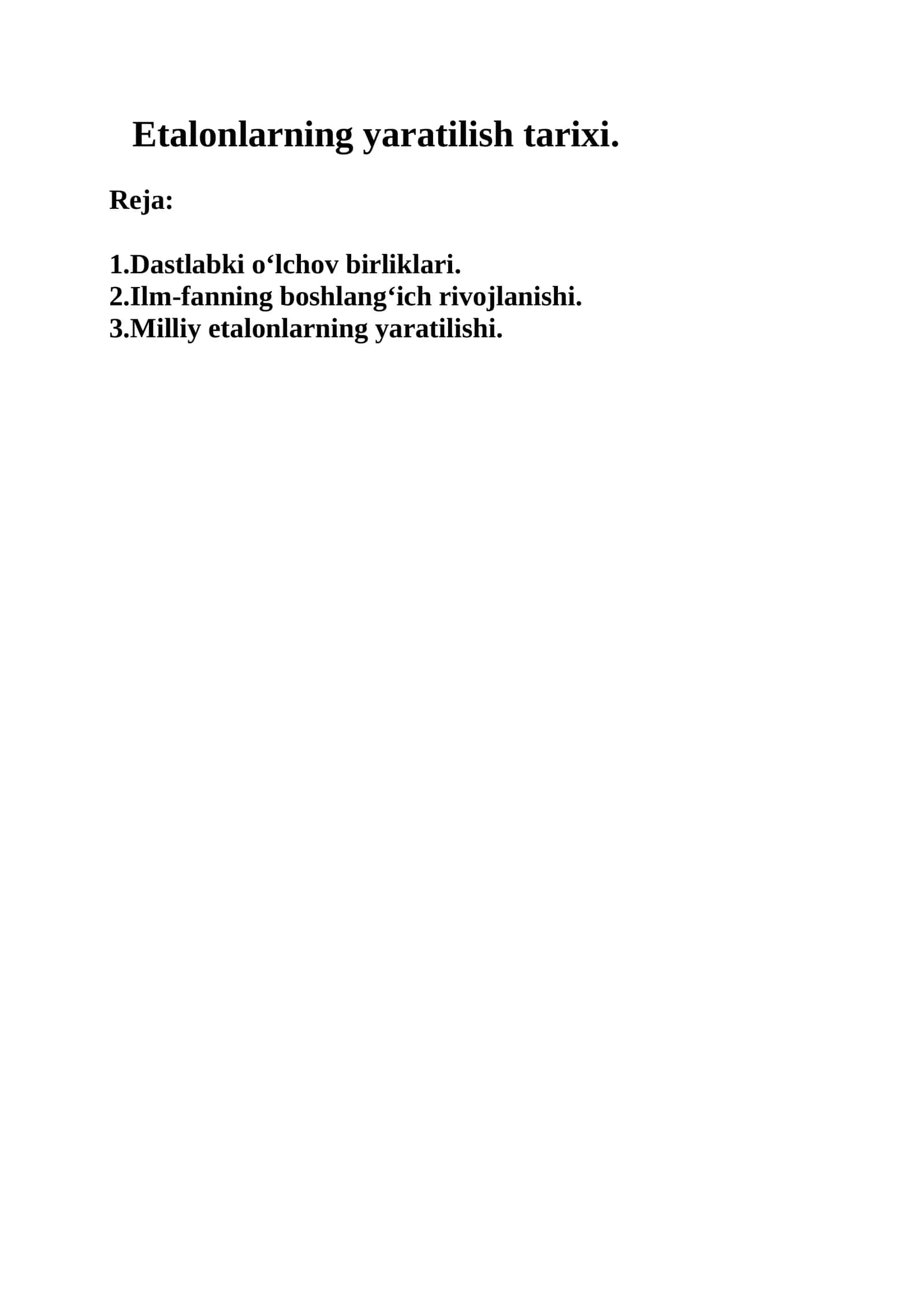 Etalonlarning yaratilish tarixi 1