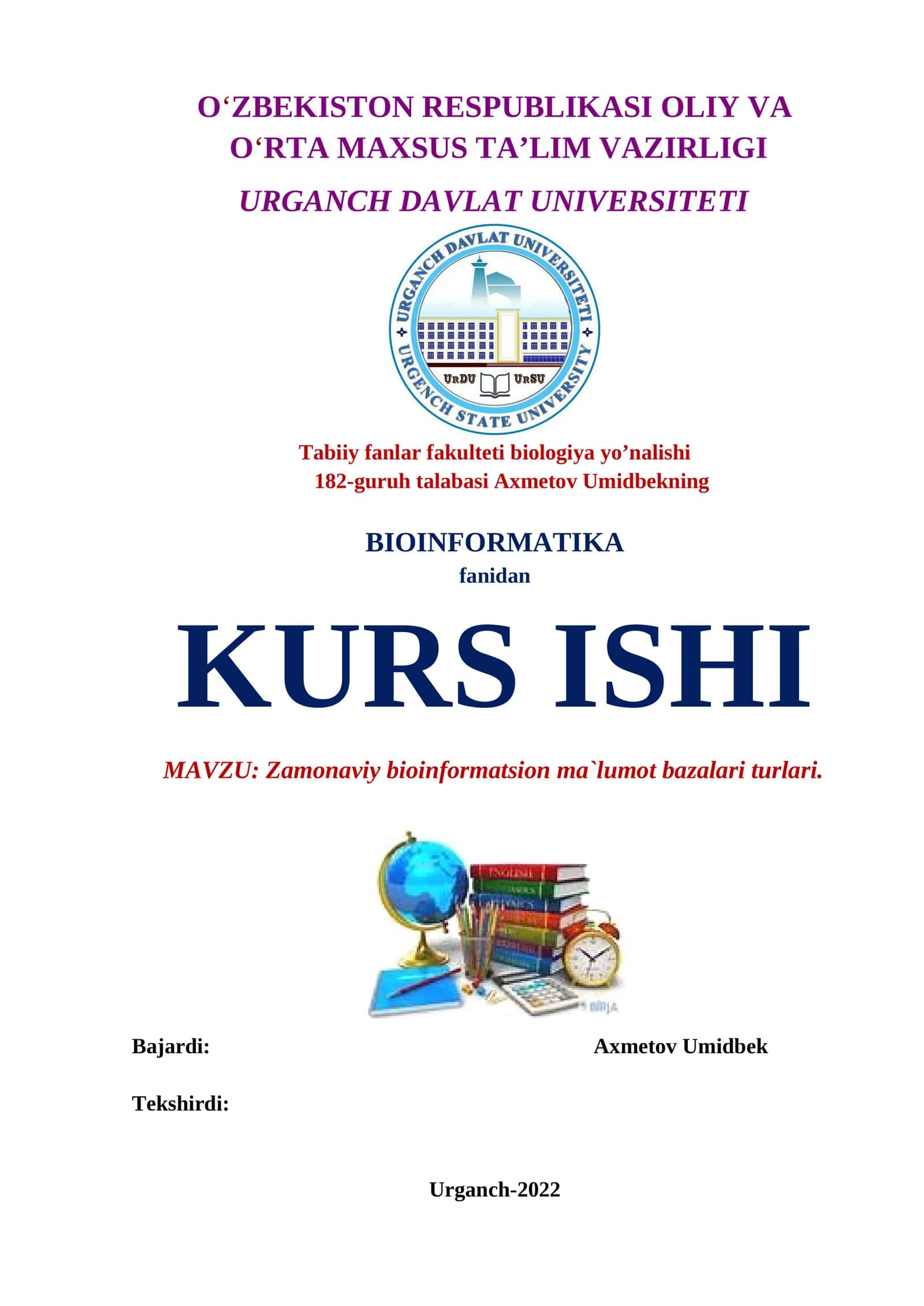 Zamonaviy bioinformatsion ma`lumot bazalari turlari 1