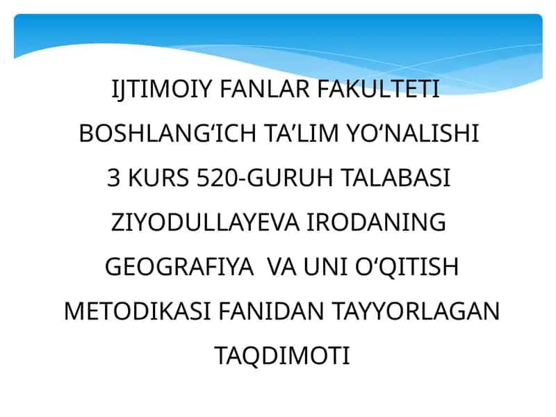 Geografiya va unioʻqitish metodikasi 1