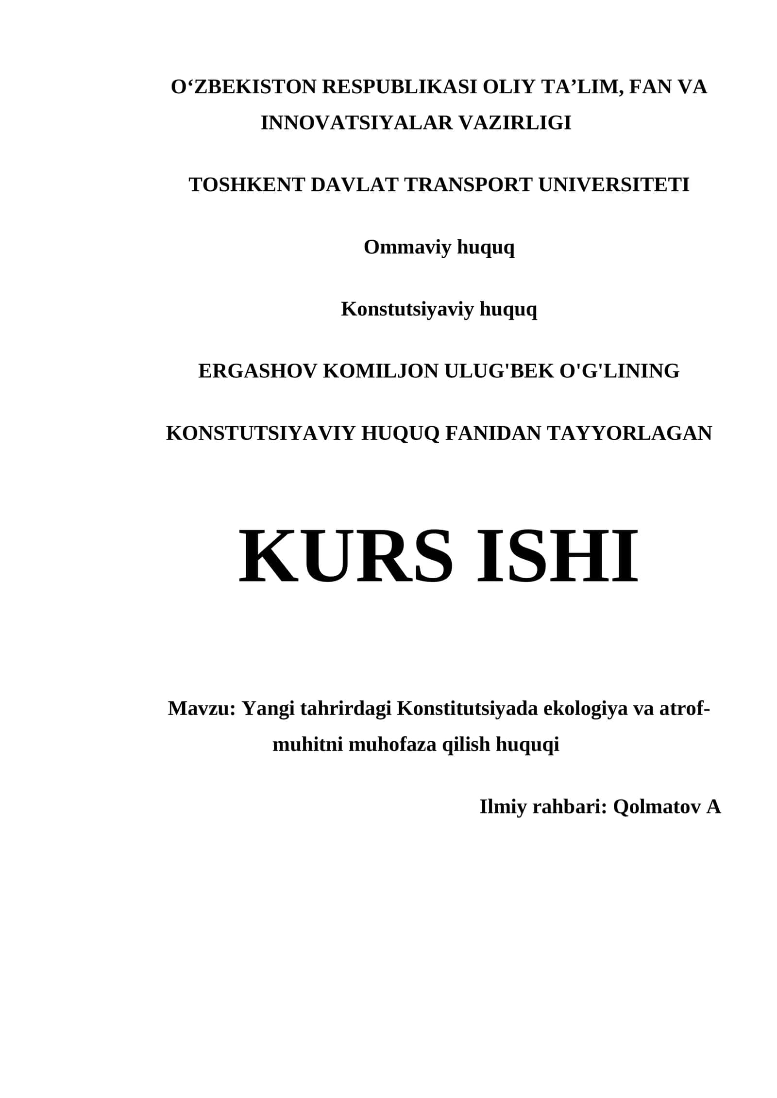 Yangi tahrirdagi Konstitutsiyada ekologiya va atrof-muhitni muhofaza qilish huquqi 1