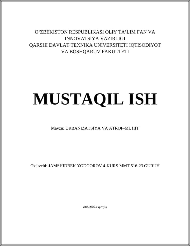 URBANIZATSIYA VA ATROF-MUHIT 1