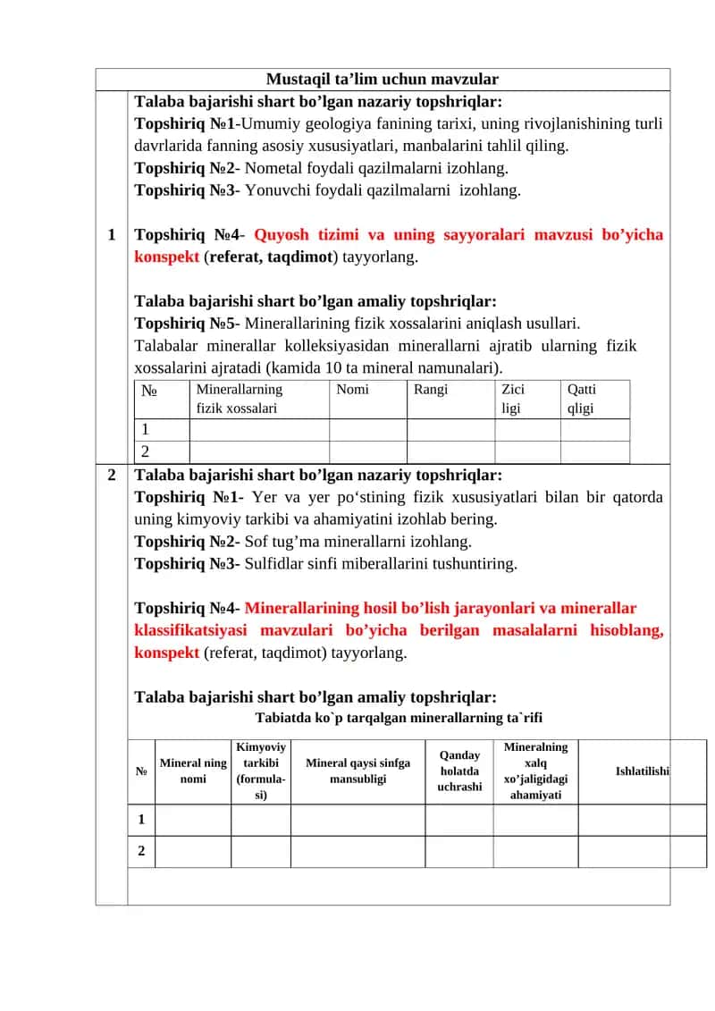 Mustaqil ta’lim uchun mavzular 1