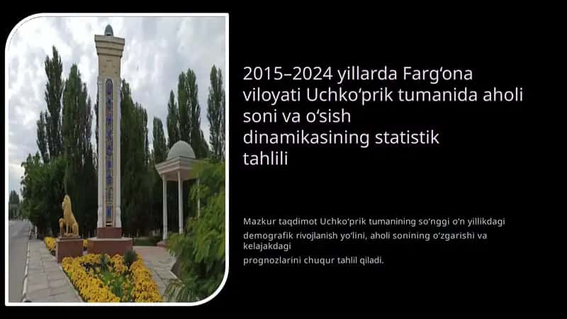 Uchko‘prik tumanida aholi soni va o‘sish  dinamikasi 1
