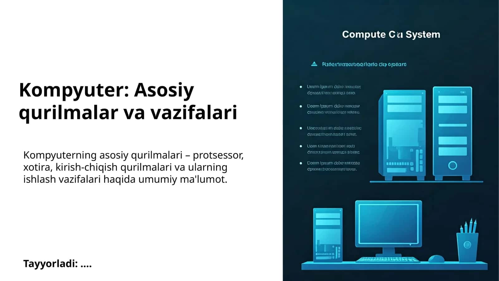 Kompyuter: Asosiy qurilmalar va vazifalari 1