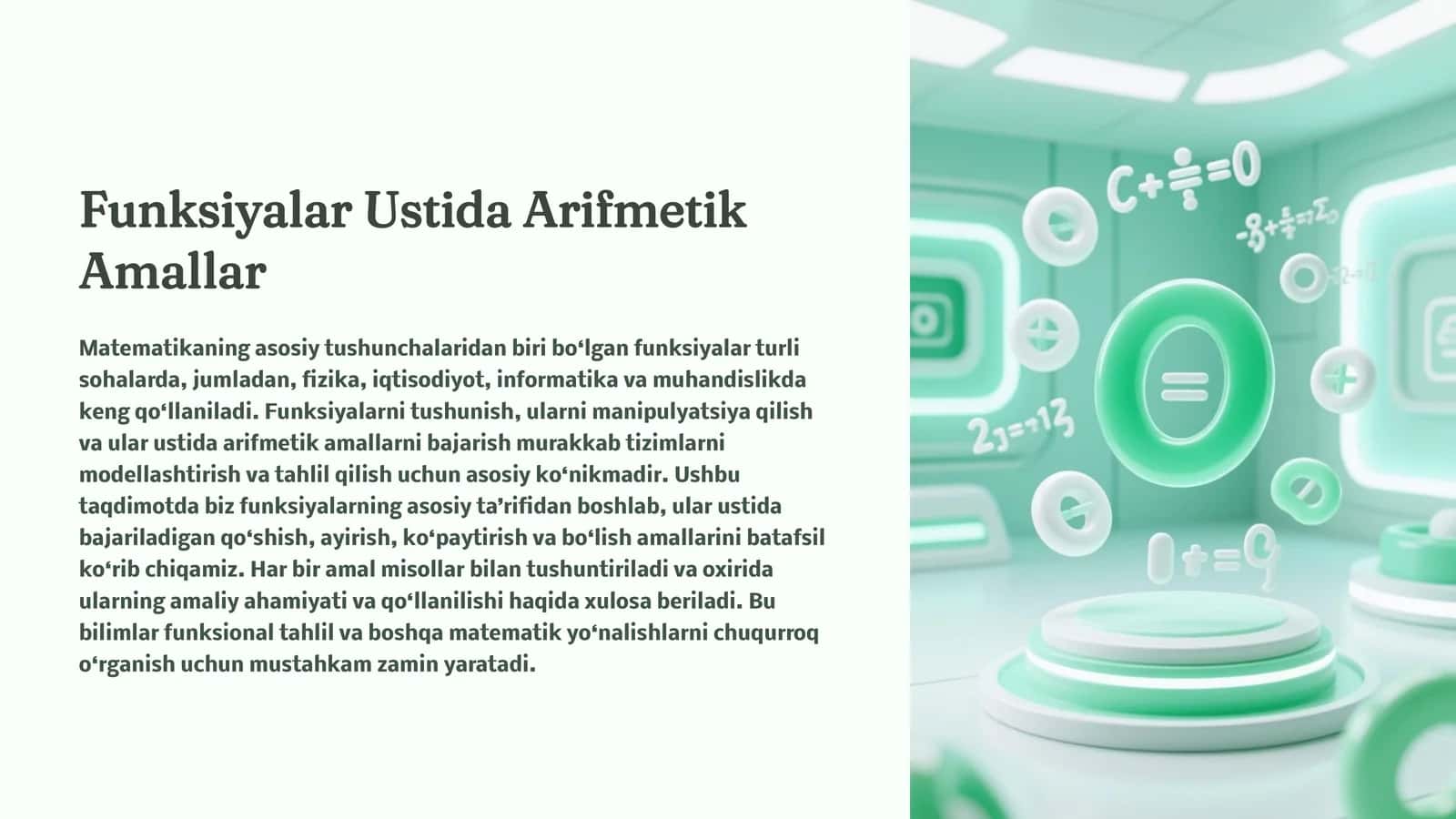 Funksiyalar Ustida Arifmetik Amallar 1