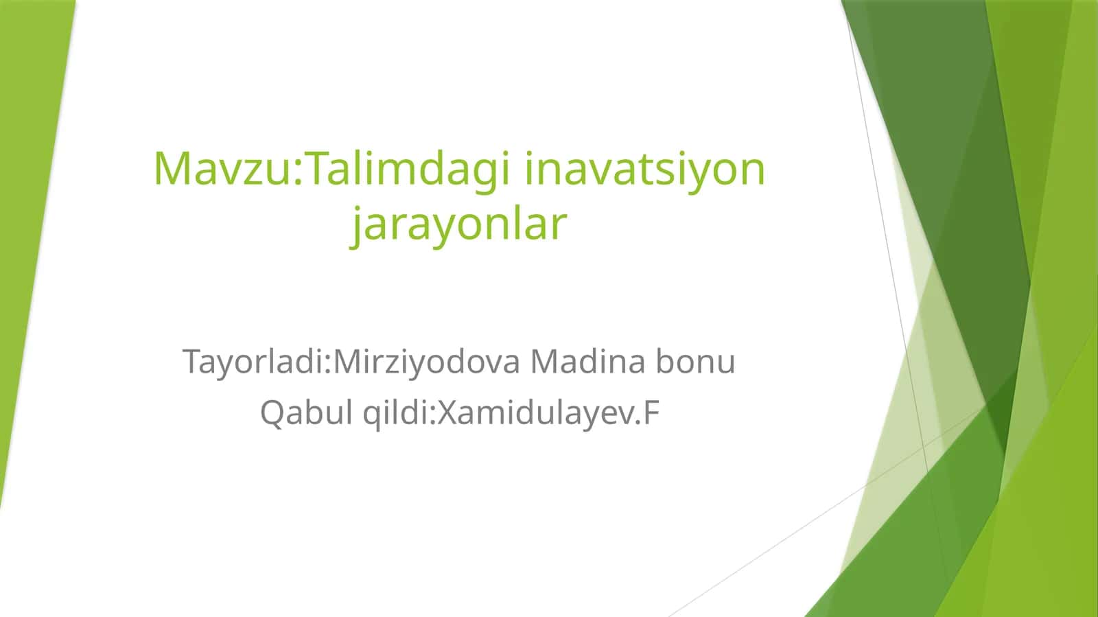 Talimdagi innavatsion jarayonlar 1