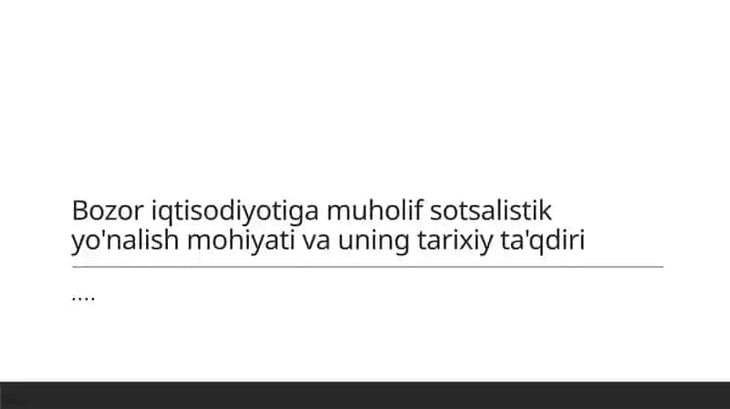Sotsializm va Bozor Iqtisodiyoti
