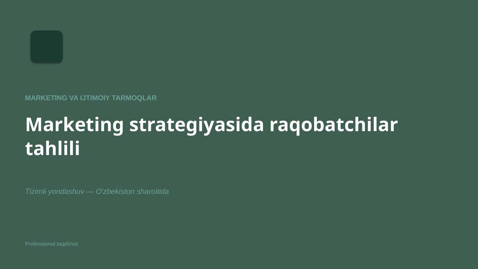 Marketing VA IJTIMOIY TARMOQLAR 1