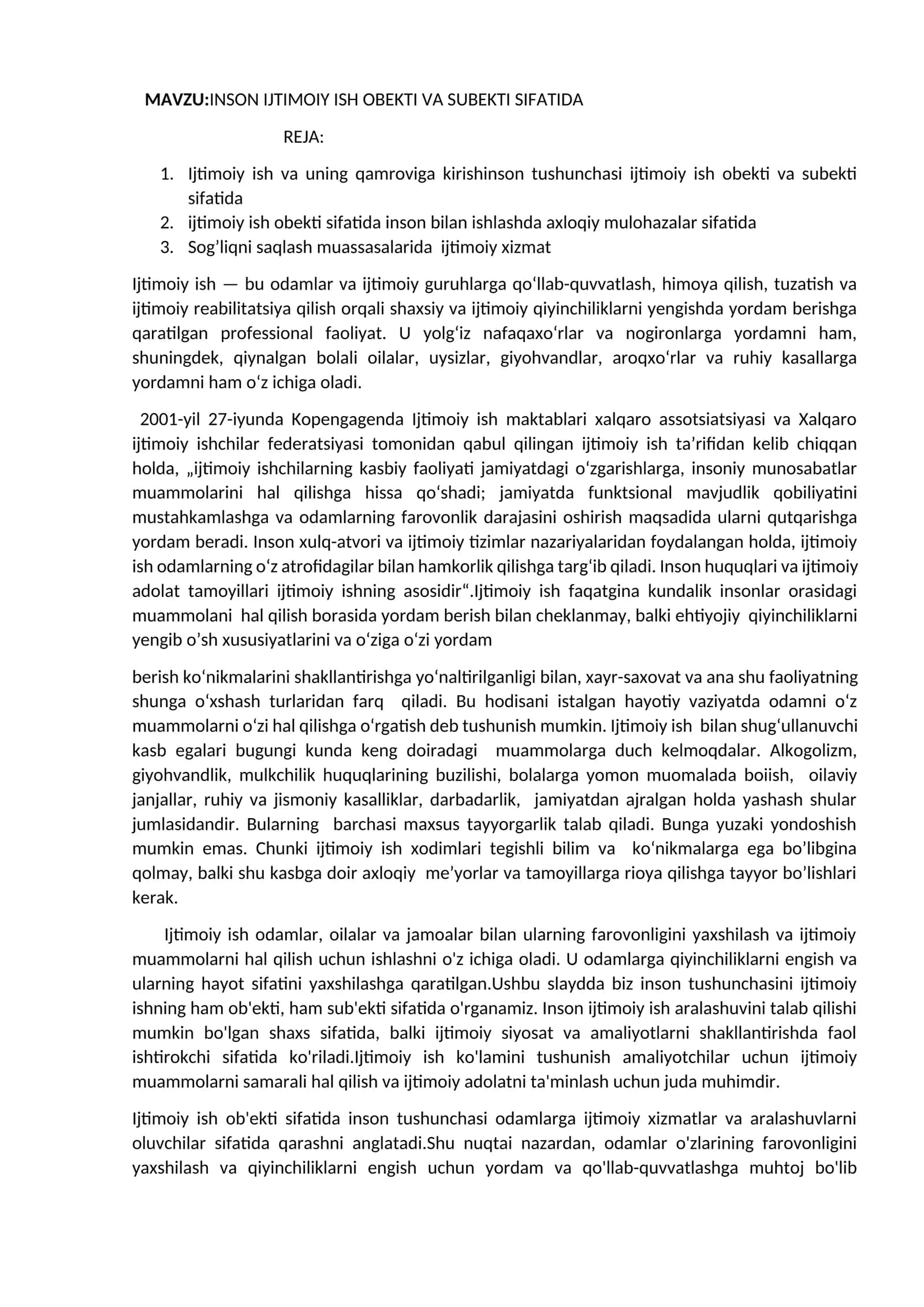 INSON IJTIMOIY ISH OBEKTI VA SUBEKTI SIFATIDA 1