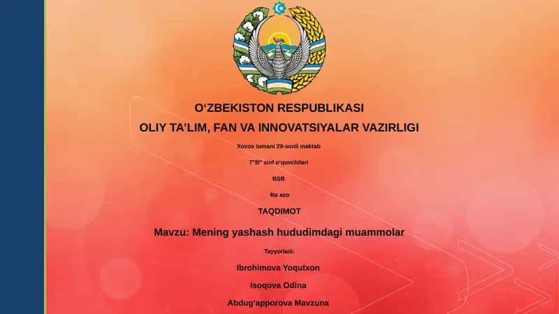 Mening yashash hududimdagi muammolar 1