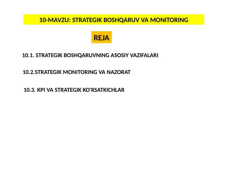 STRATEGIK BOSHQARUV VA MONITORING 1