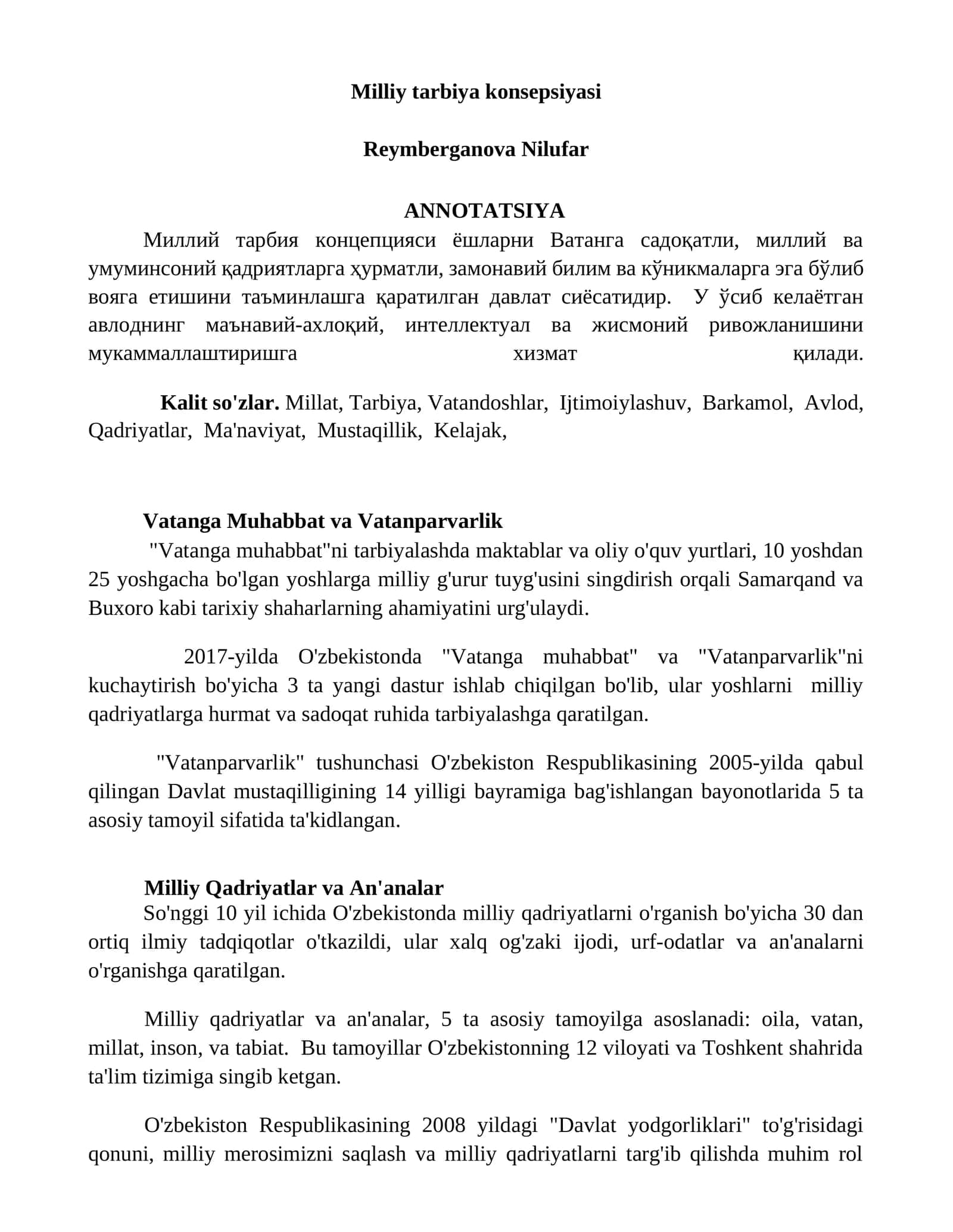 Milliy tarbiya konsepsiyasi 1
