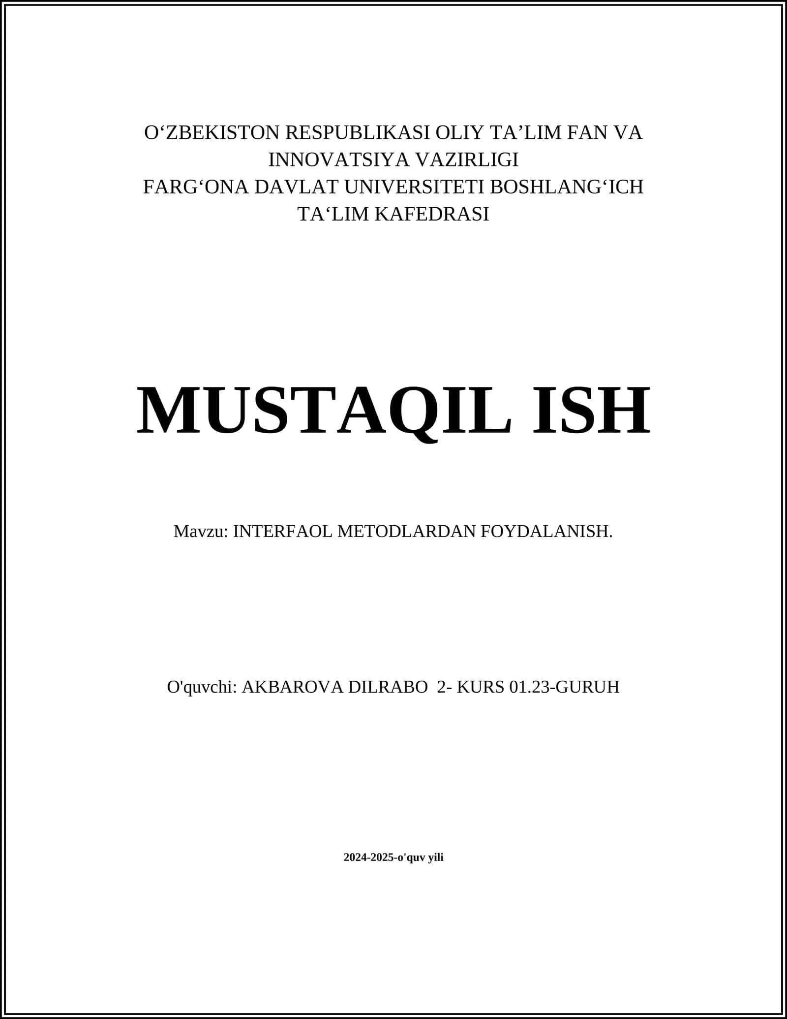 INTERFAOL METODLARDAN FOYDALANISH 1