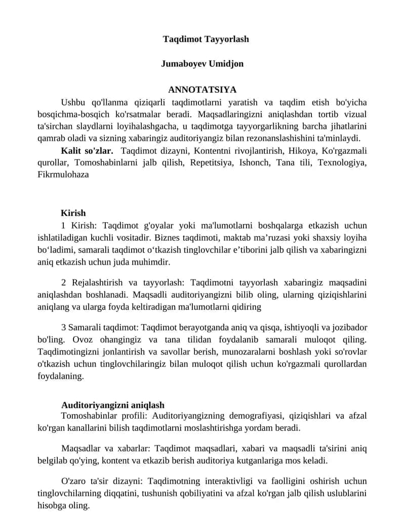 Taqdimot Tayyorlash 1