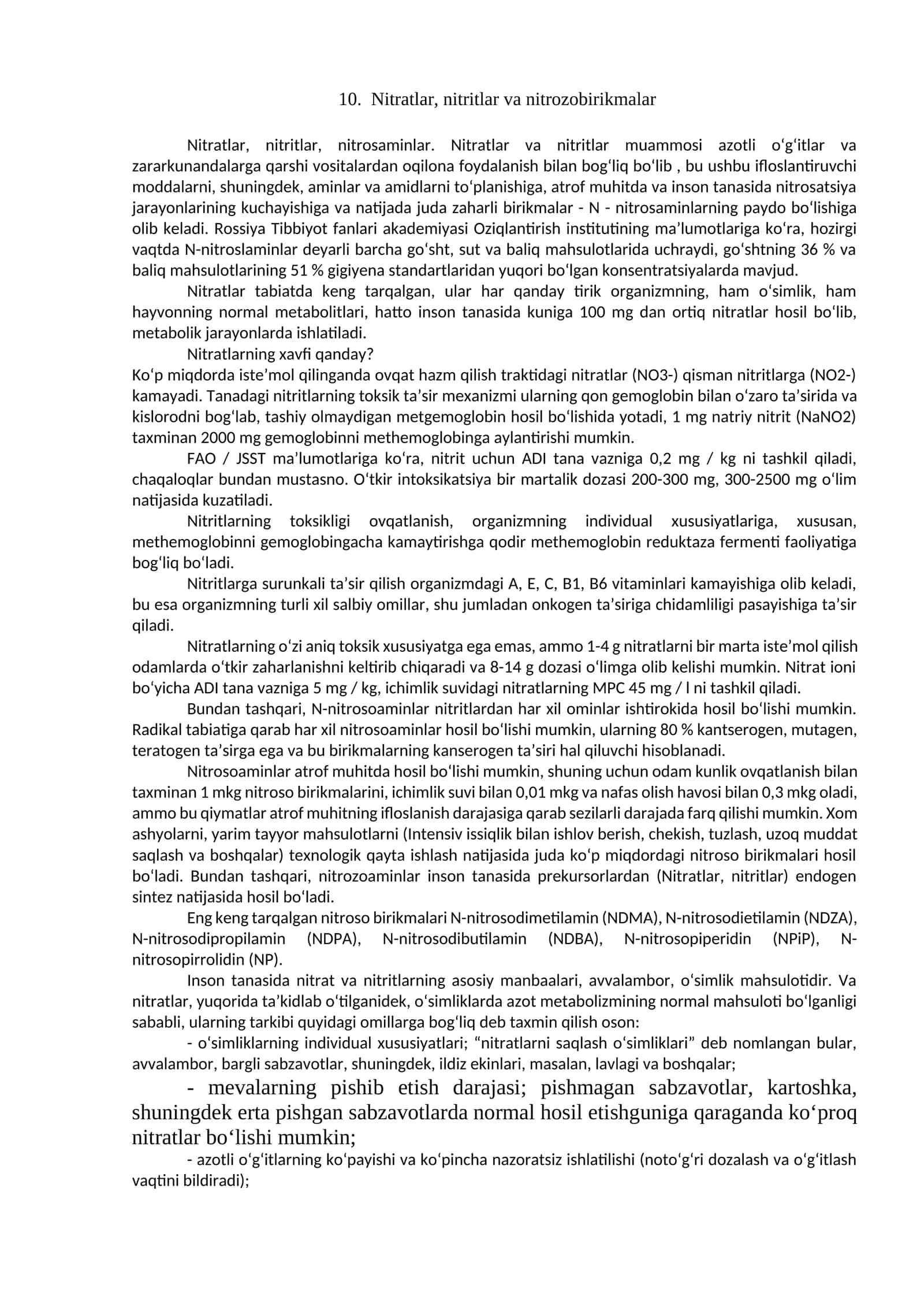 Nitratlar, nitritlar va nitrozobirikmalar 1