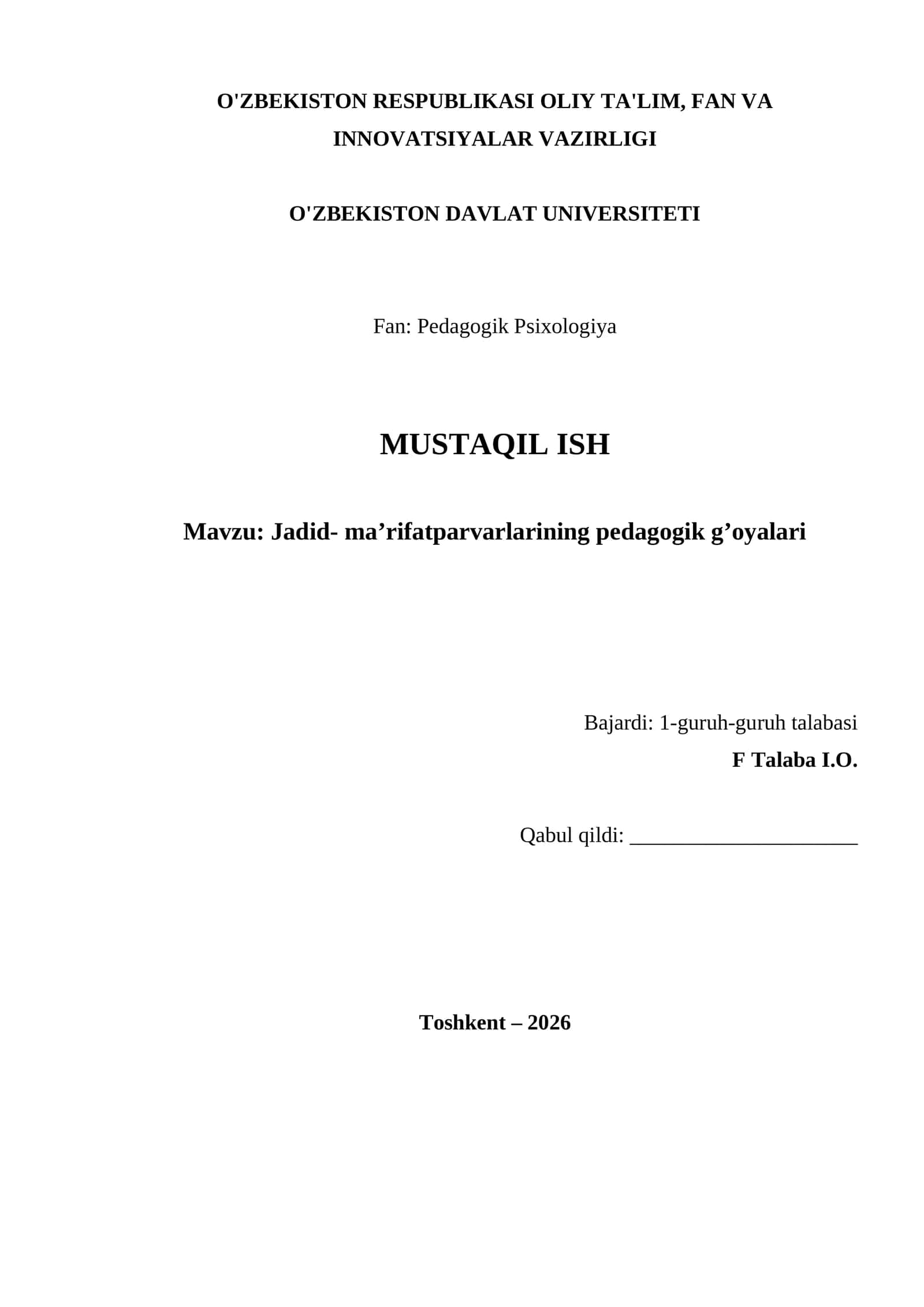 Jadid- ma’rifatparvarlаrining pedagogik g’oyalari 1