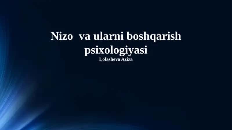 Nizo va ularni boshqarish psixologiyasi 1