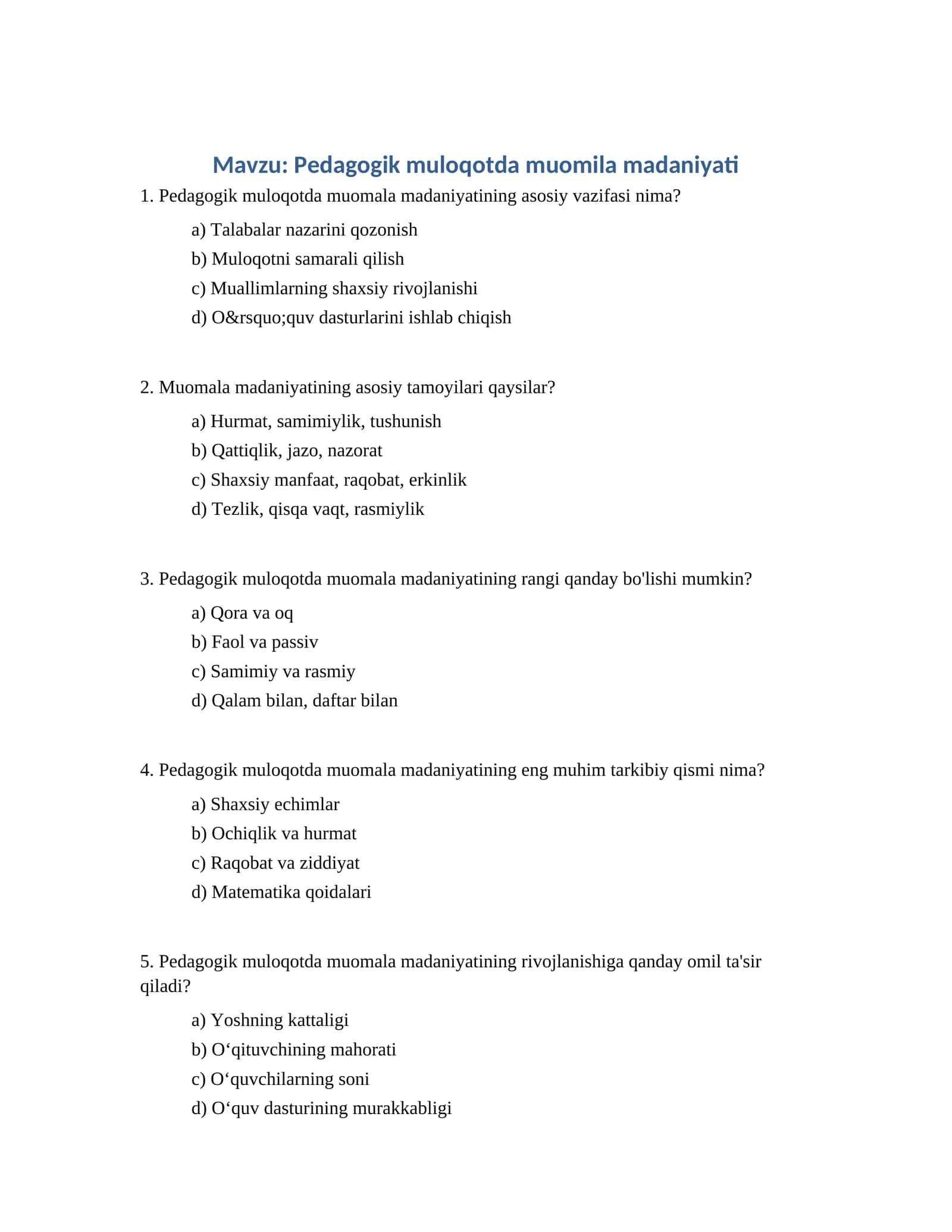 Pedagogik muloqotda muomila madaniyati 1