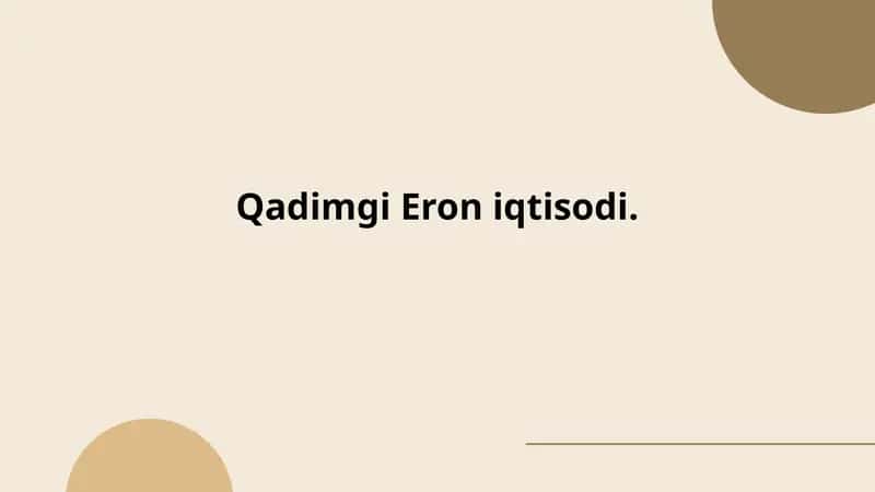 Qadimgi Eron iqtisodi 1
