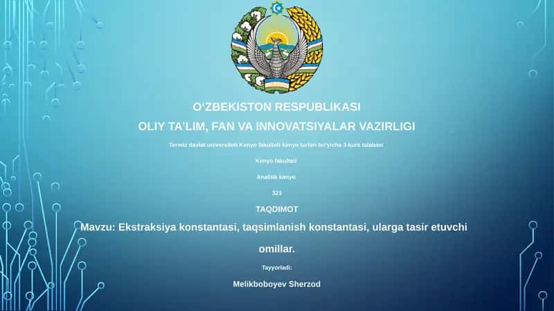 Ekstraksiya va Partitsiya Koeffitsientlari Asoslari 1