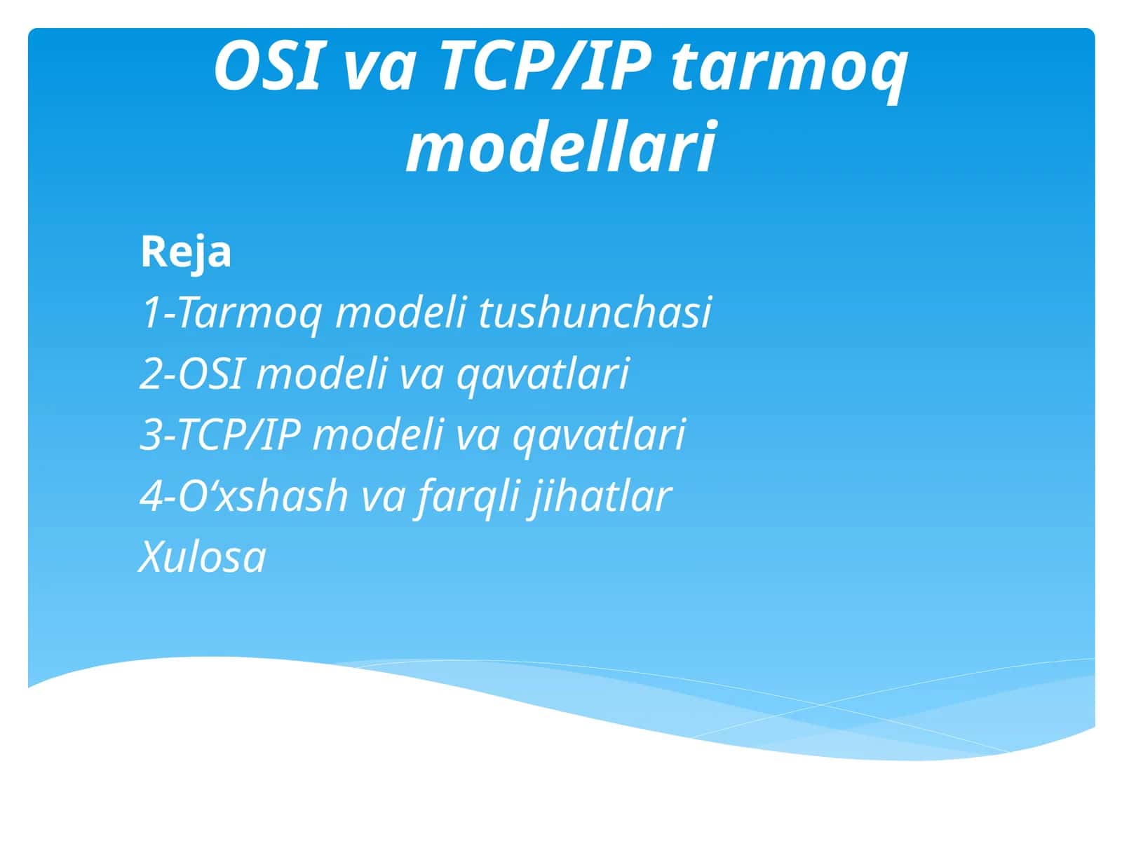 OSI va TCP-IP tarmoq modellari 1