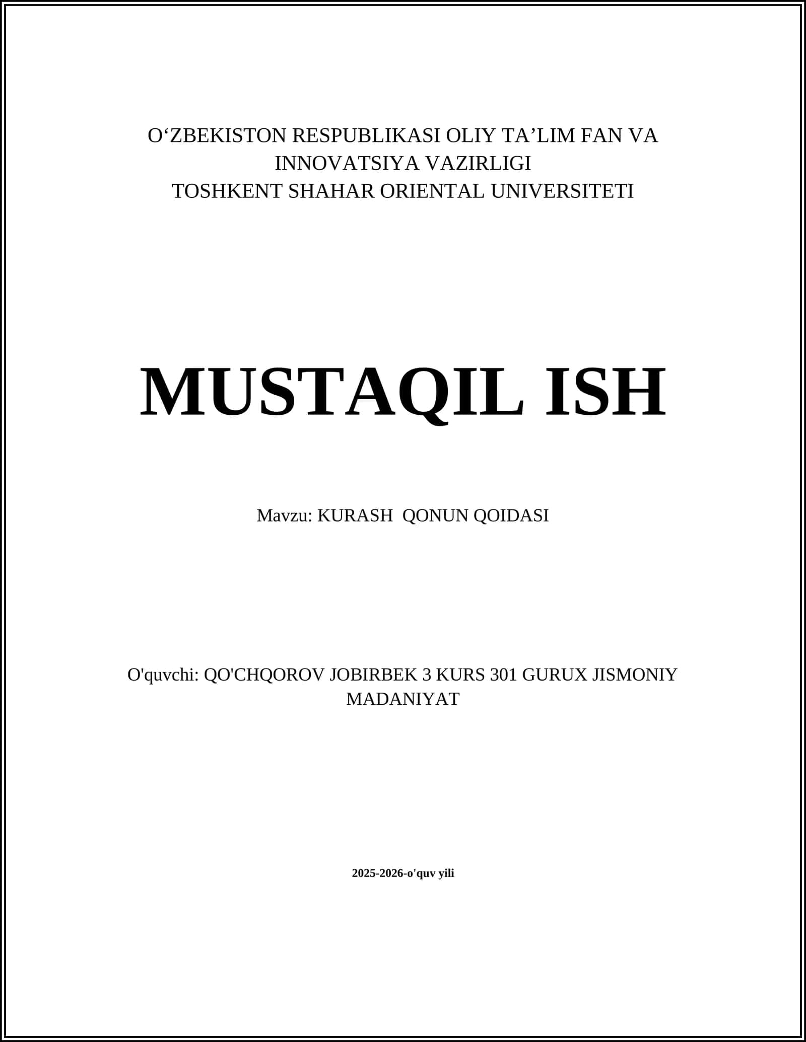 KURASH QONUN QOIDASI 1