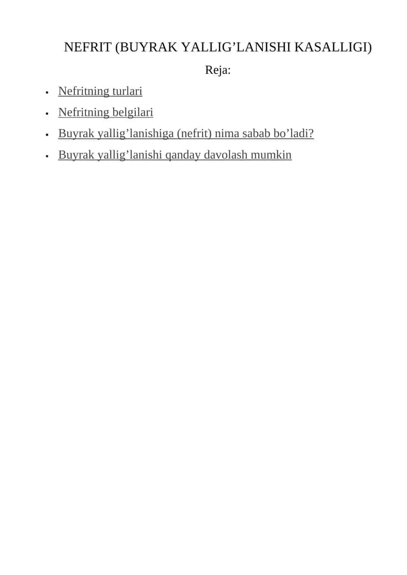 NEFRIT (BUYRAK YALLIG’LANISHI KASALLIGI) 1
