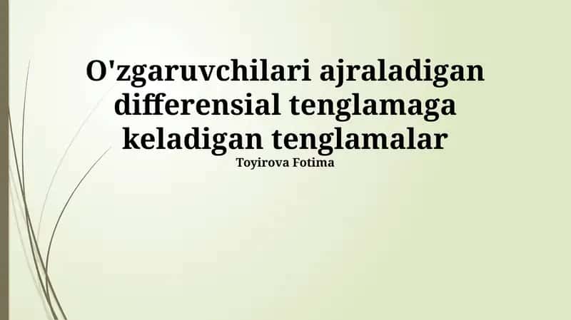 Birinchi tartibli differensial tenglamalar 1