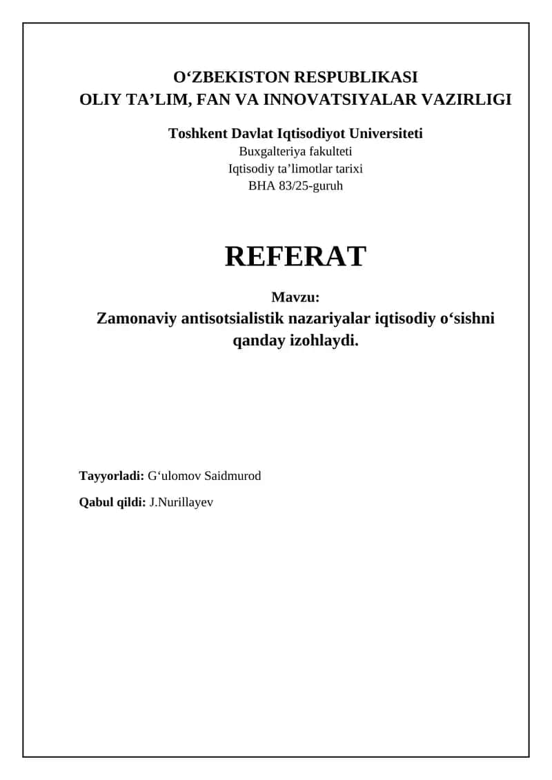 Iqtisodiy o'sish: asosiy tamoyillar 1