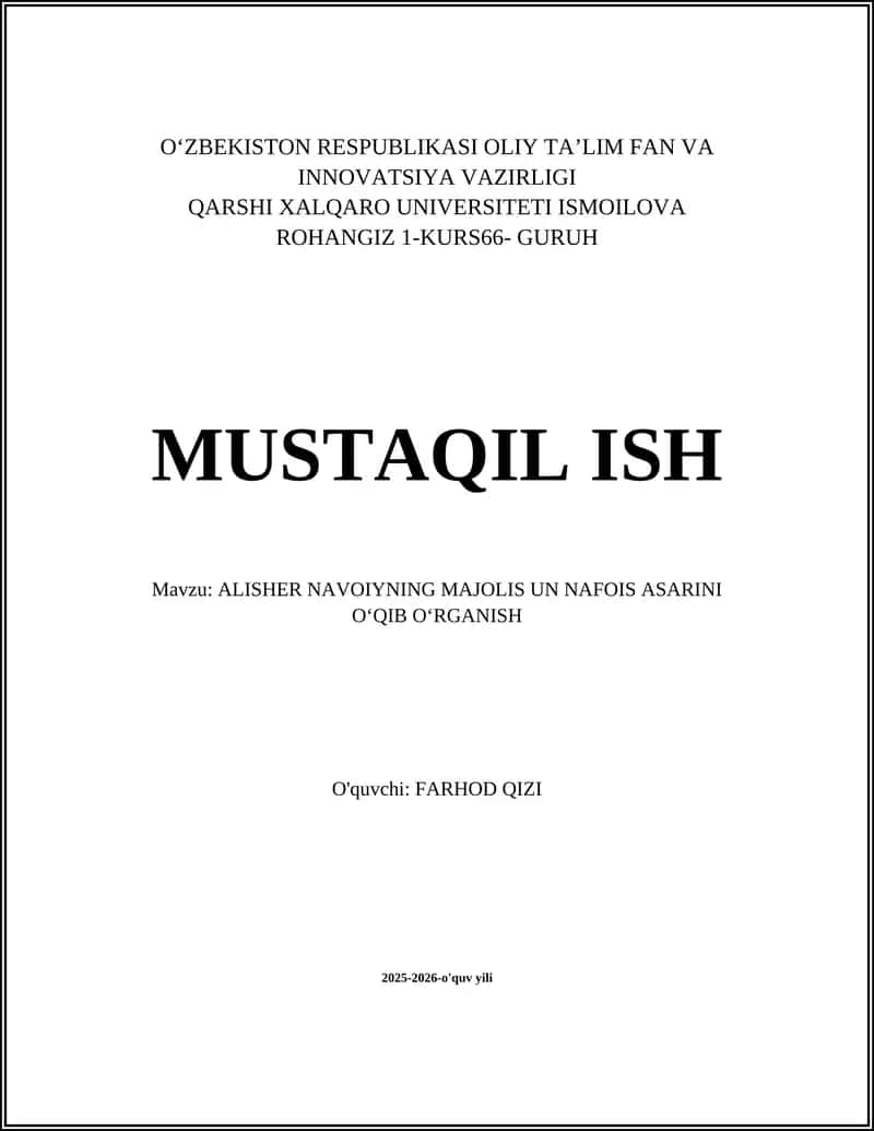 Majolis un-Nafais asarini o'qib o'rganish 1