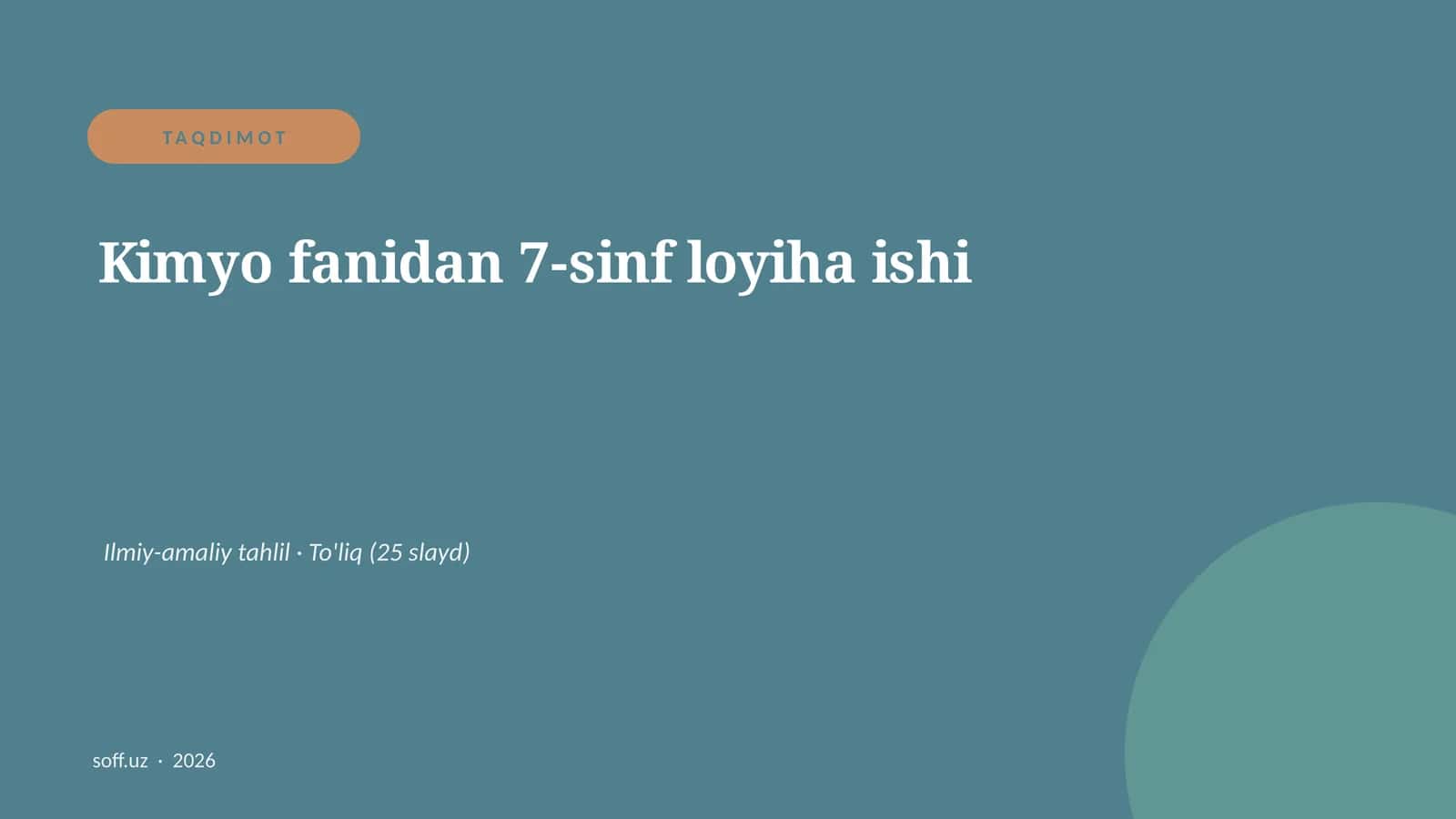 Kimyo fanidan 7-sinf loyiha ishi 1