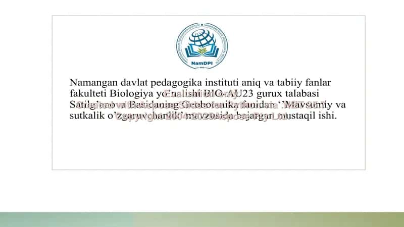 Mavsumiy va sutkalik oʻzgaruvchanlik 1