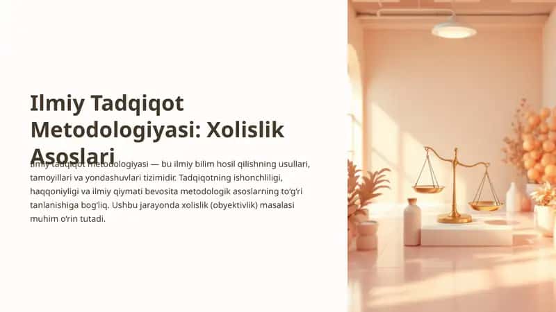 Ilmiy tadqiqot metodologiyasiga xolisliklar. 1