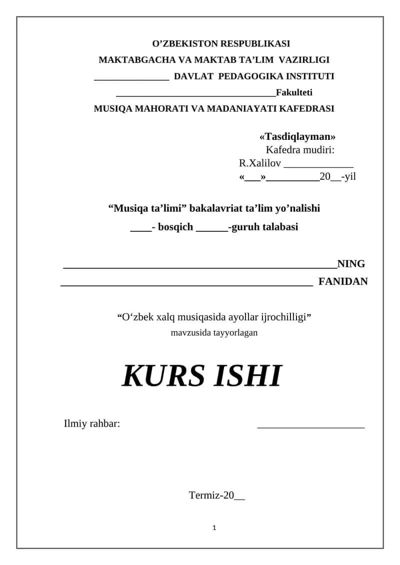 O’zbek xalq musiqasida ayollar ijrochilligi 1