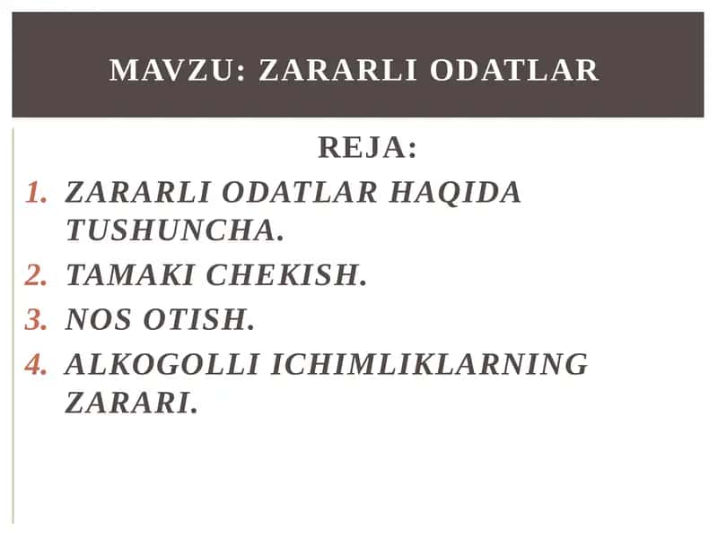 ZARARLI ODATLAR HAQIDA TUSHUNCHA 1