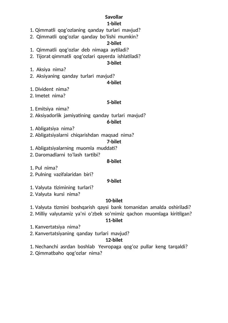 pul muomilasi biletlar 1
