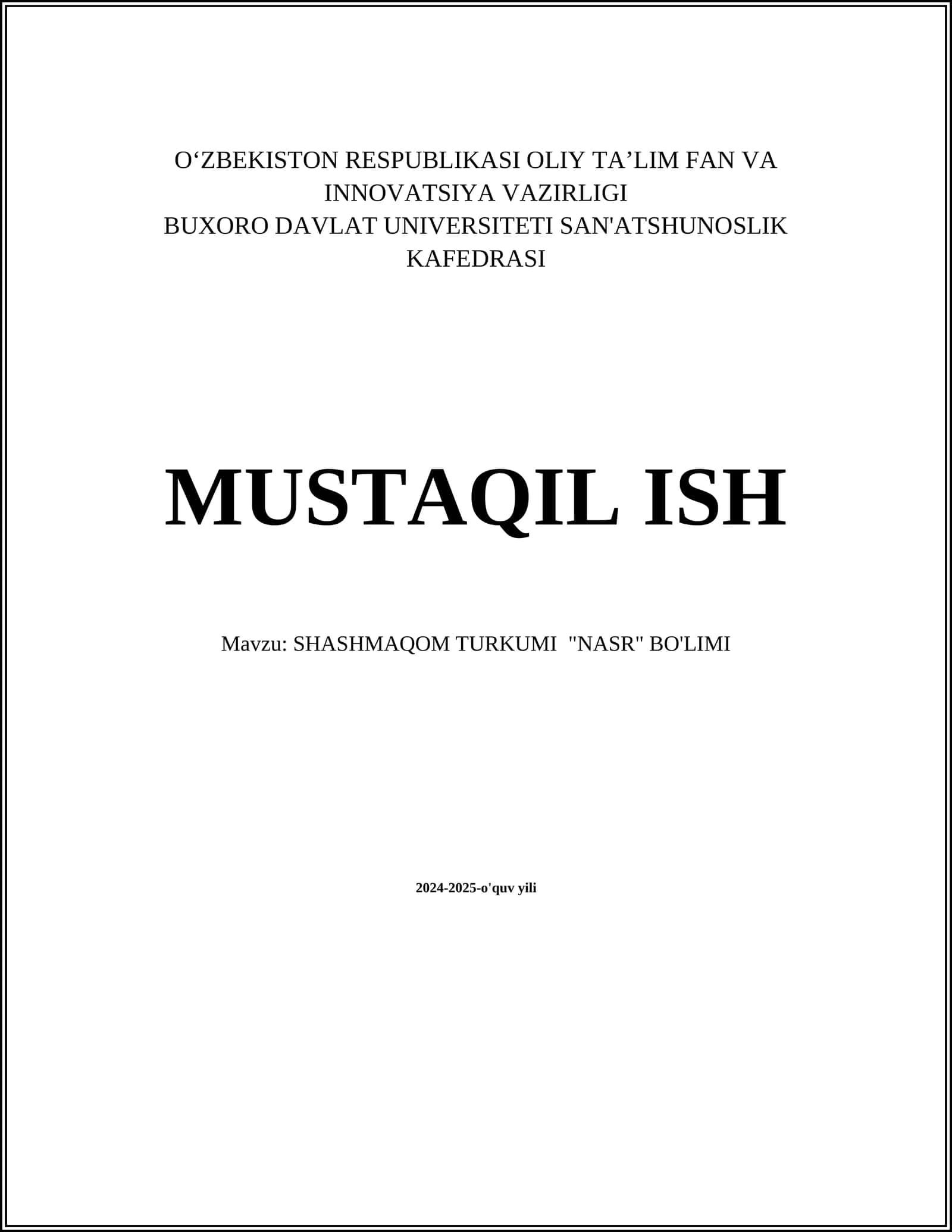 SHASHMAQOM TURKUMI "NASR" BO'LIMI 1