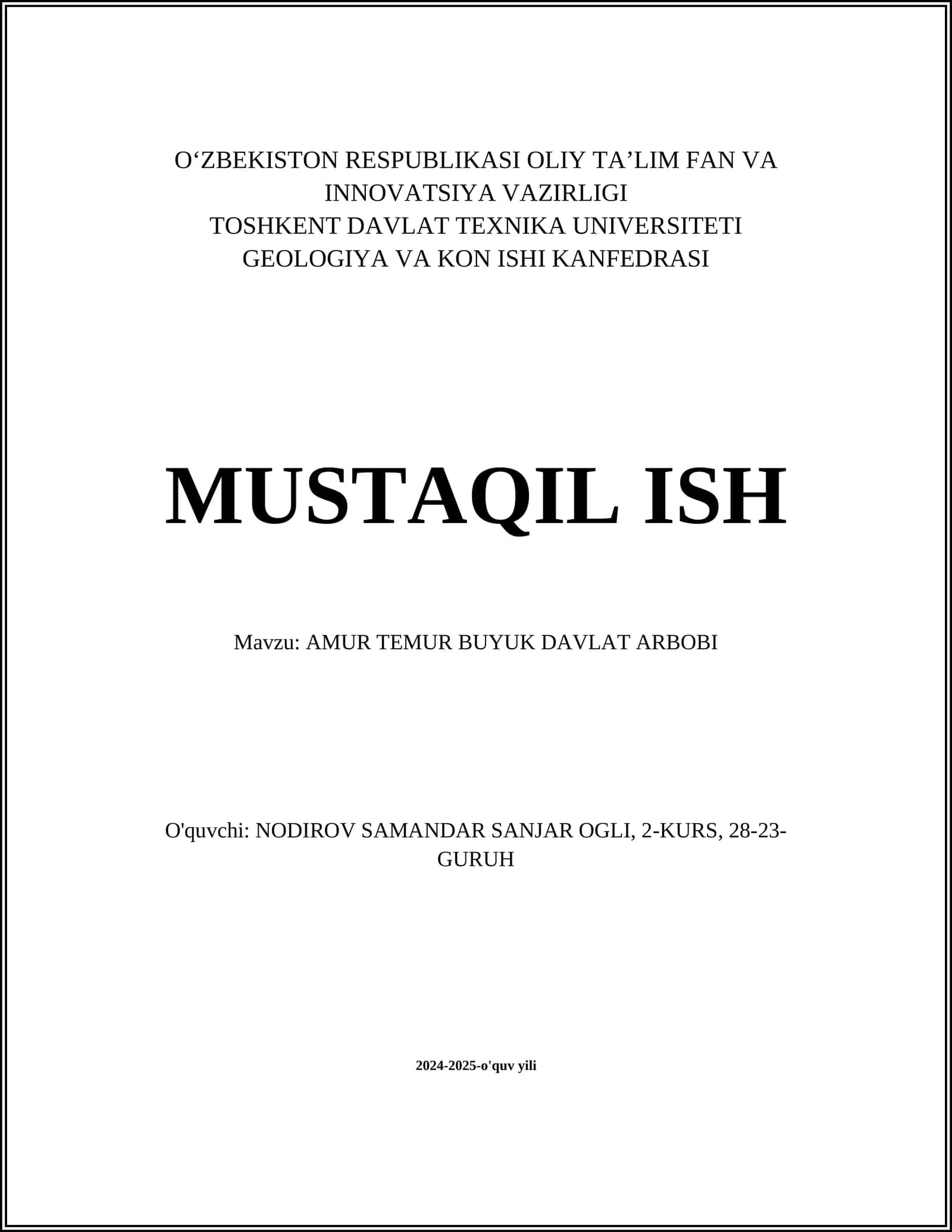 AMUR TEMUR BUYUK DAVLAT ARBOBI 1