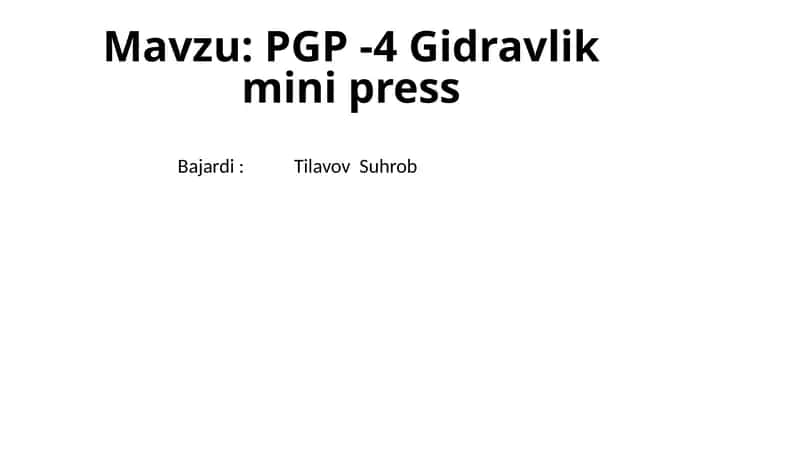 PGP -4Gidravlikmini press 1