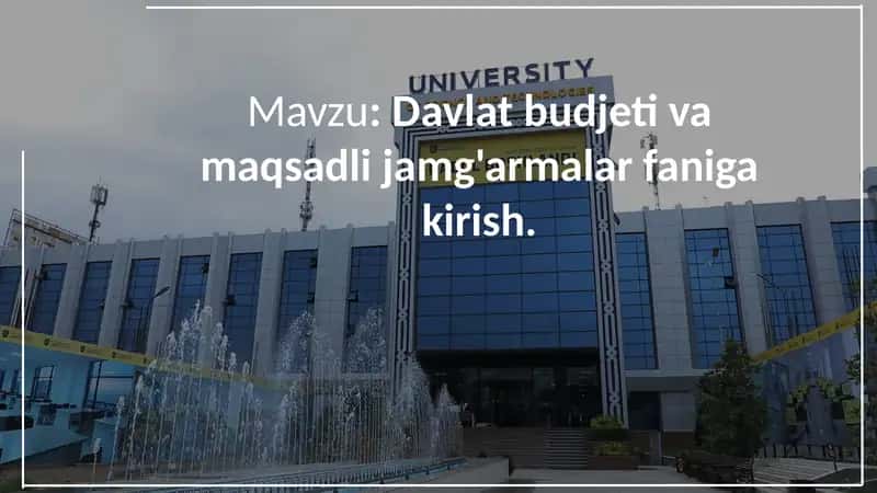 Davlat budjeti va maqsadli jamg'armalar 1