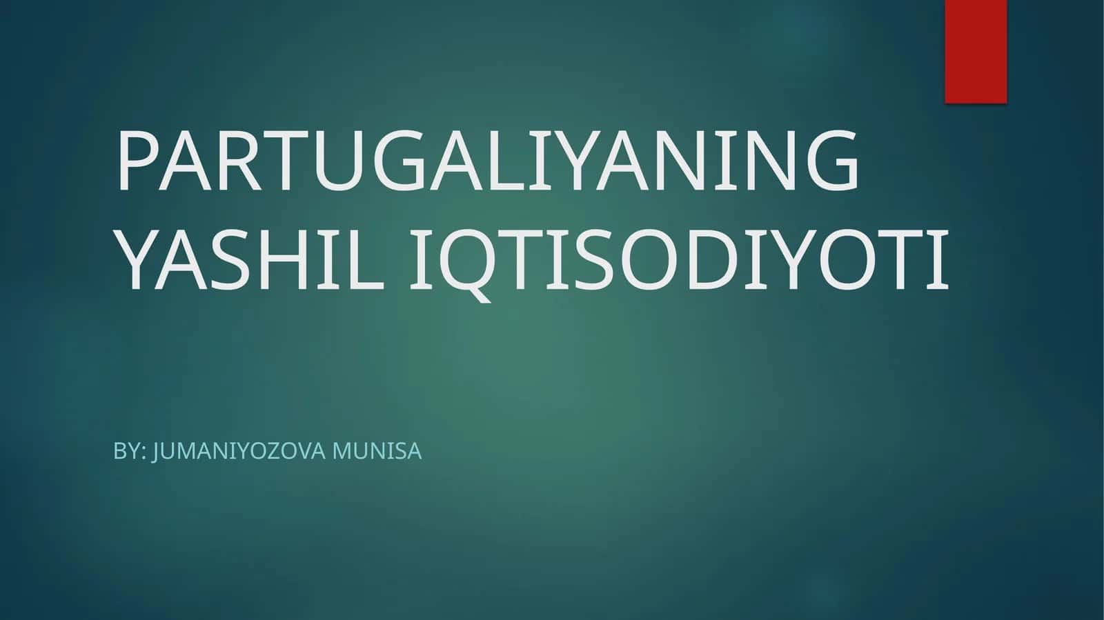 PARTUGALIYANING YASHIL IQTISODIYOTI 1