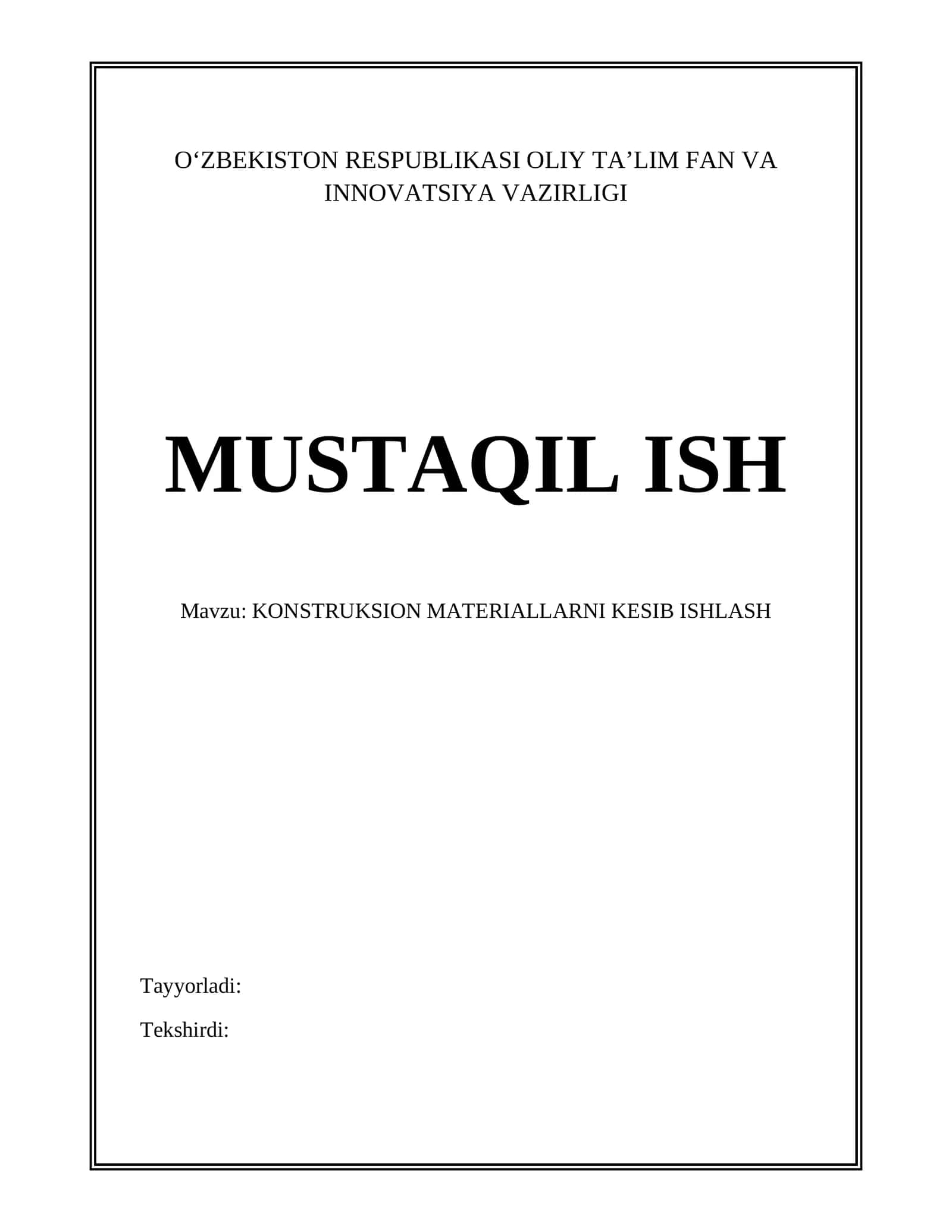 KONSTRUKSION MATERIALLARNI KESIB ISHLASH 1