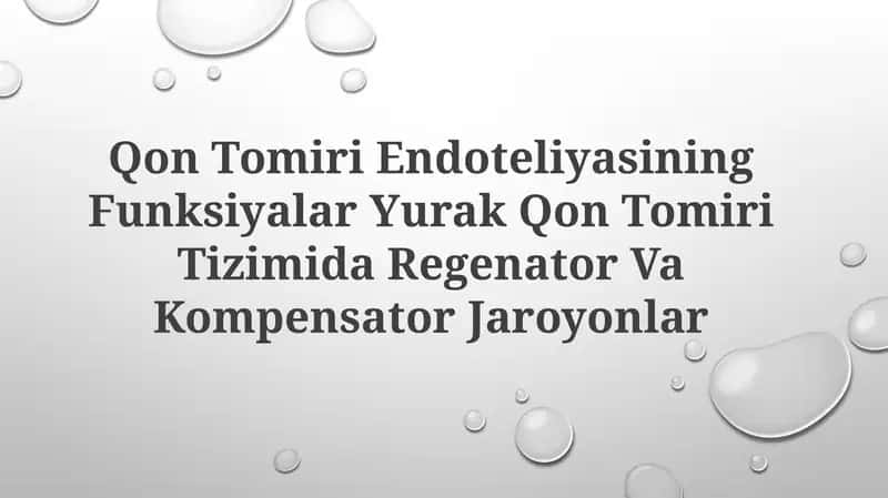 Qon Tomiri Endoteliyasining Funksiyalar 1