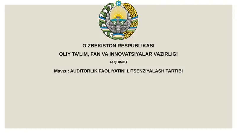 AUDITORLIK FAOLIYATINI LITSENZIYALASHTARTIBI 1