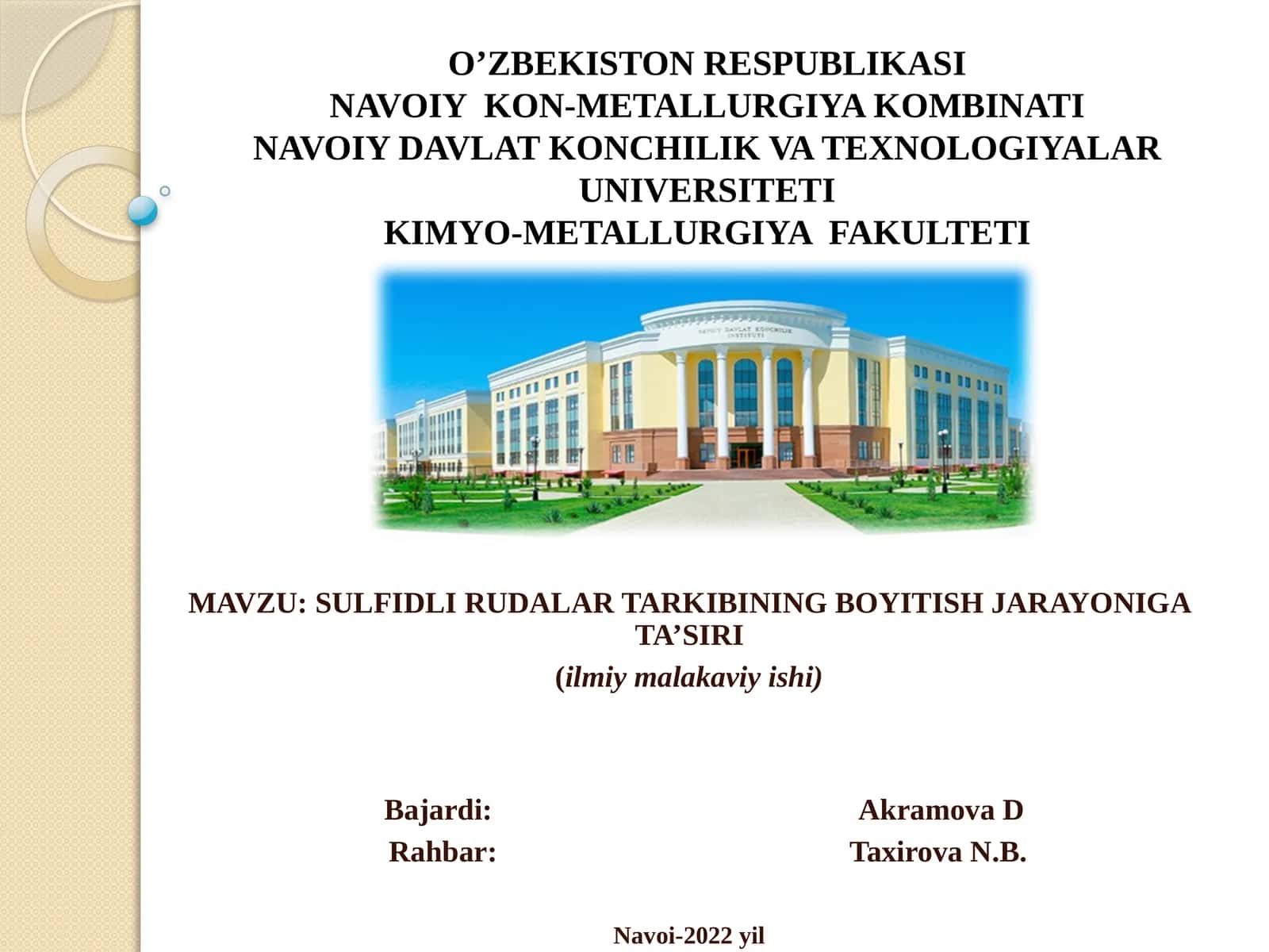 Sulfidli rudalar tarkibining boyitish jarayoniga ta’siri 1