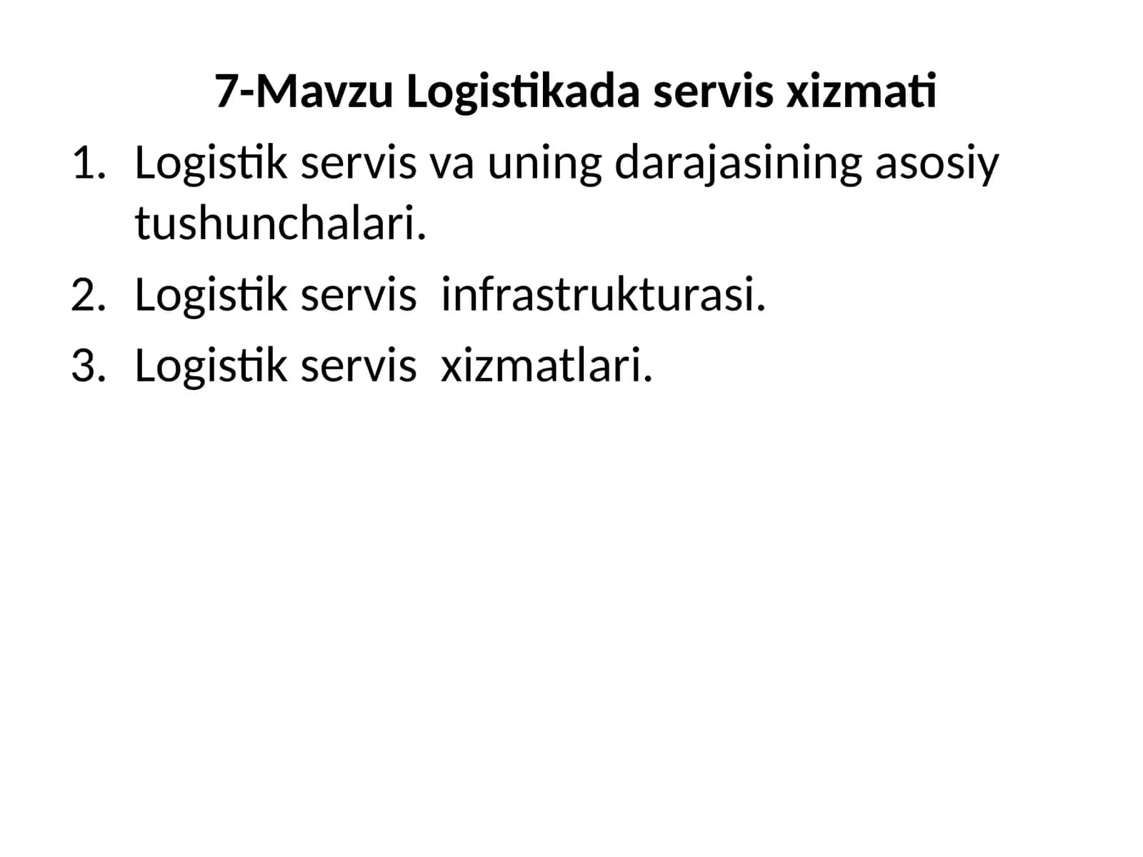 Logistika da servis xizmati 1